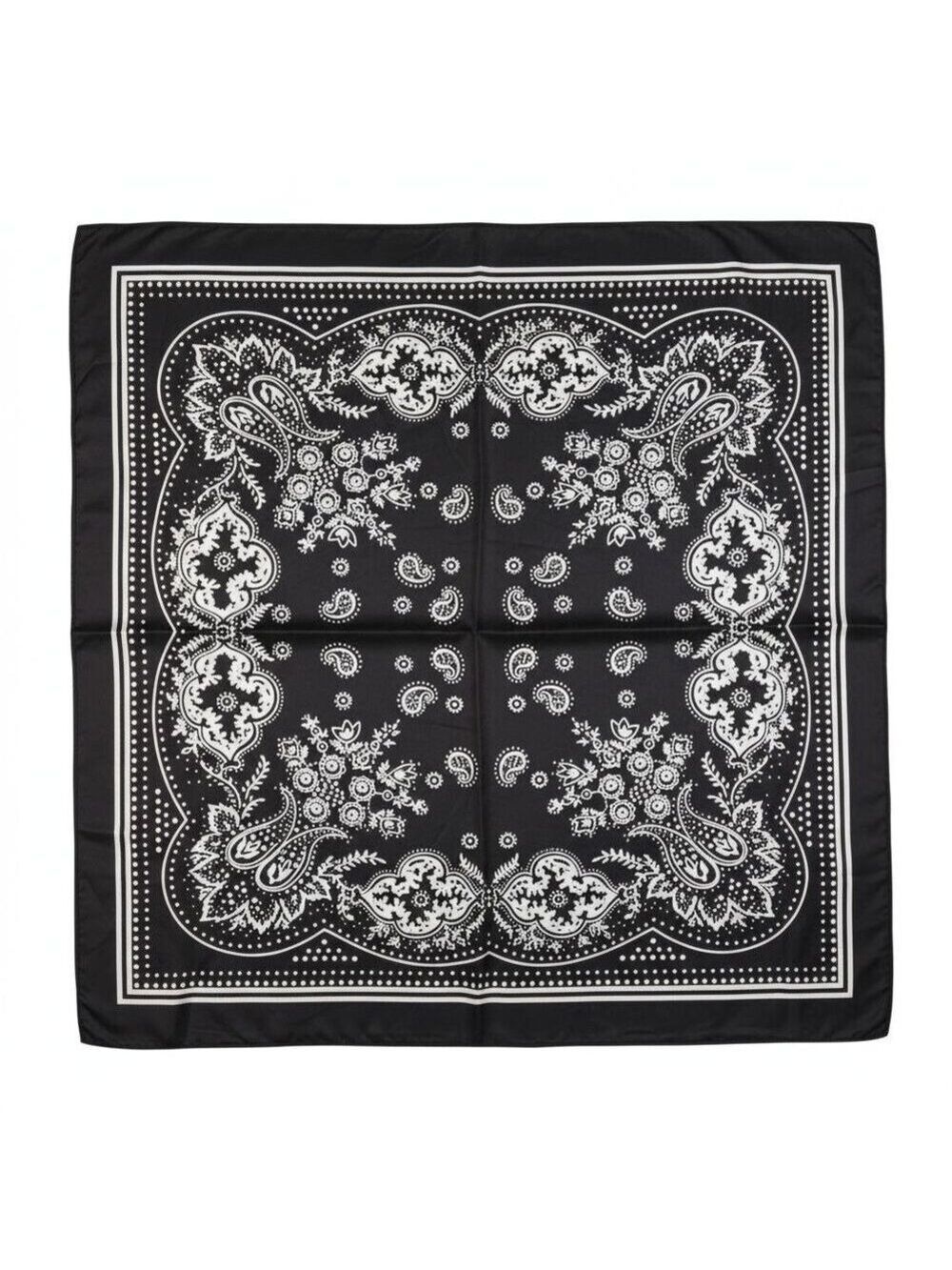 Black Paisley Square Scarf Bandana Wild Rag Neck Head Wrap 27 in